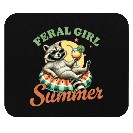 Raccoon Feral Girl Summer Mouse Pads