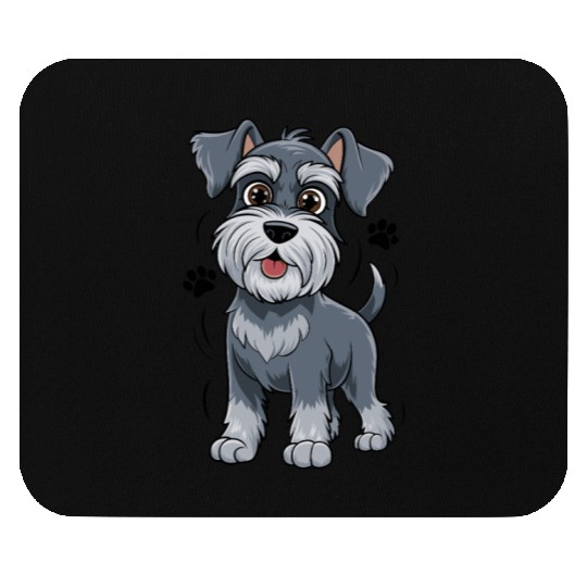 Adorable Schnauzer Pup Illustration With Big Eyes Mouse Pads