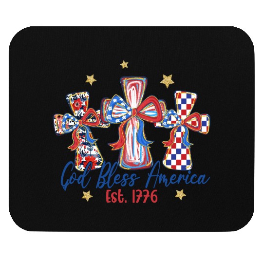 Patriotic Cross 4th of July Mouse Pads