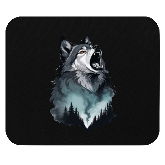 Howling Wolf Under the Northern Sky Mouse Pads