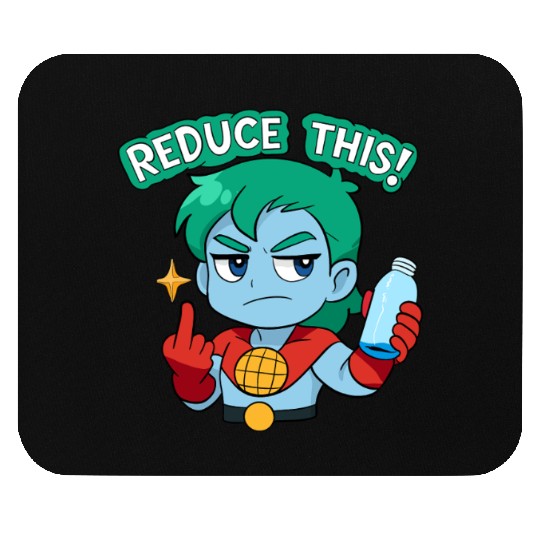 Chibi Style Captain Planet Reduce This!Design Mouse Pads