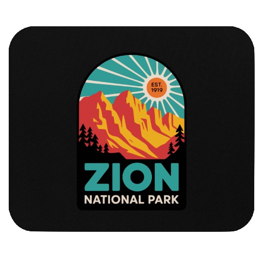 Zion National Park Retro Sunset Art Mouse Pads