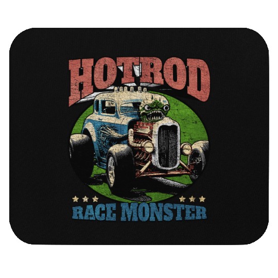 Hot Rod Monster Retro Race Mouse Pads