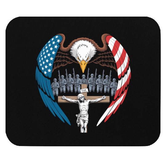 USA Cross Soldiers Eagle Mouse Pads