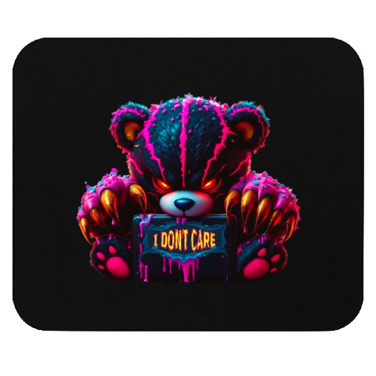 Angry Neon Bear "I DON'T CARE" – Edgy Graffiti  Mouse Pads