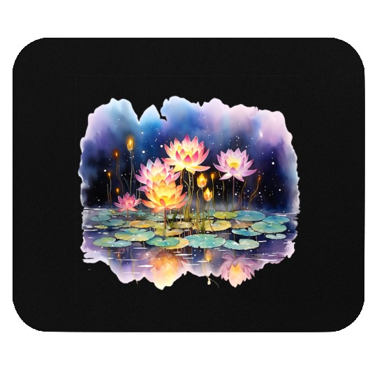 Retro Zen Lotus Firefly Night Mouse Pads