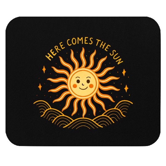 Here Comes The Sun Wavy Folk Art Retro 60s Mouse Pads