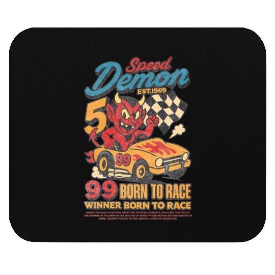 Street Speed Demon – Retro Devil Racer Mouse Pads