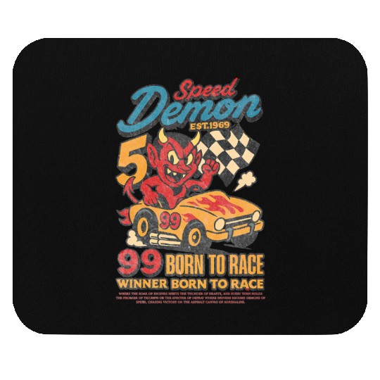 Street Speed Demon – Retro Devil Racer Mouse Pads