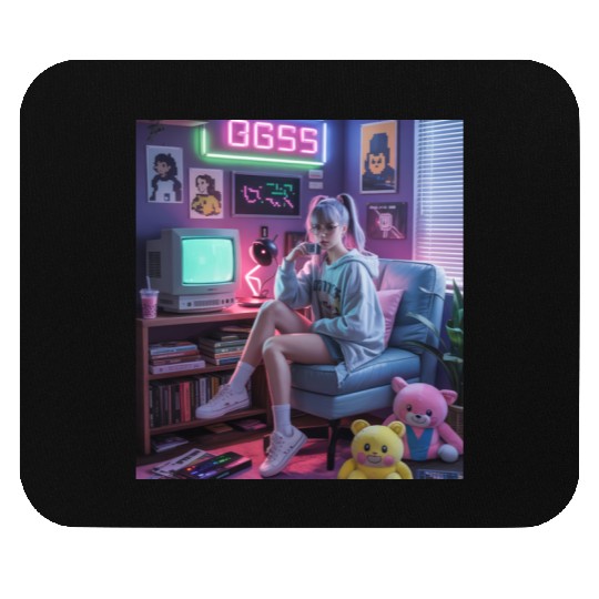Y2K Gamer Girl Vibes – Retro Tech & Neon Room Aest Mouse Pads