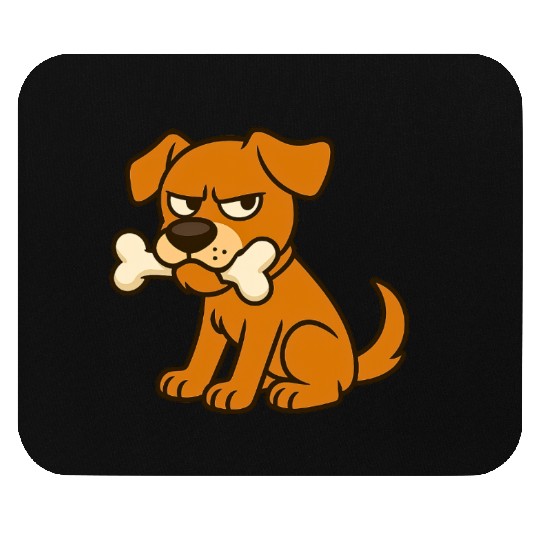 Grumpy Dog with Bone – Cute Cartoon Style Mouse Pads
