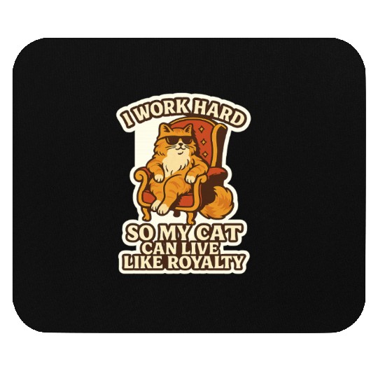 work hard sticker cat Mouse Pads