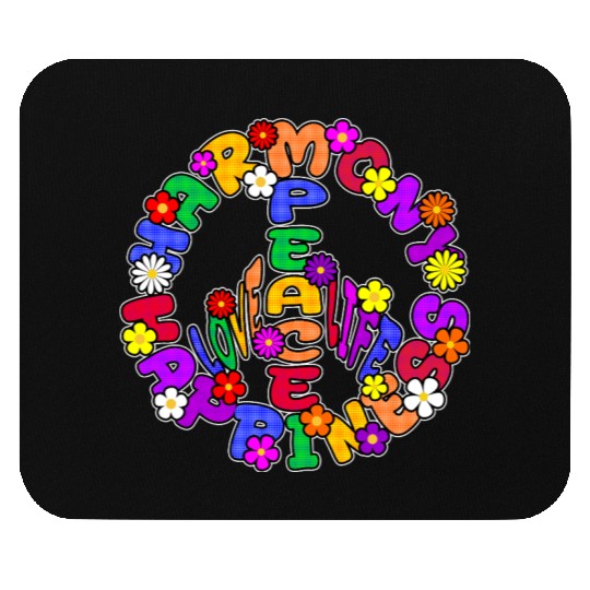 Peace Love life Harmony Happiness Retro Design Mouse Pads