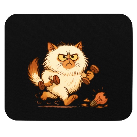 Fierce Cat Workout Illustration Mouse Pads