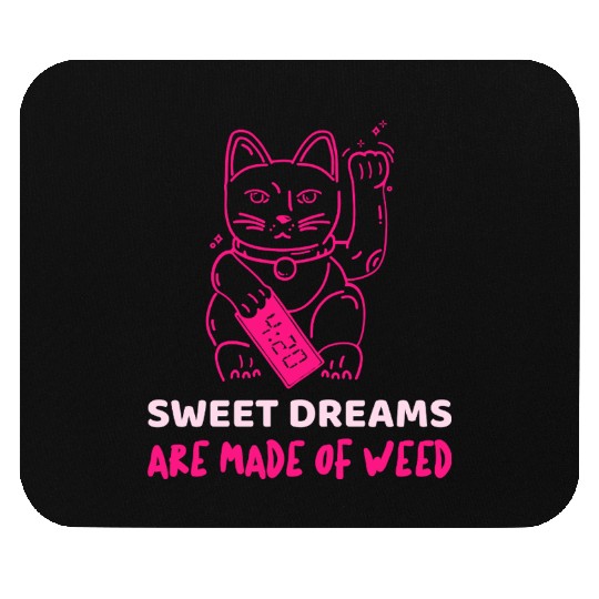 Neon Maneki Neko with Weed Motif Mouse Pads