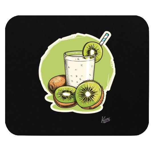 Kiwi fruit and juice with straw illustration Mouse Pads