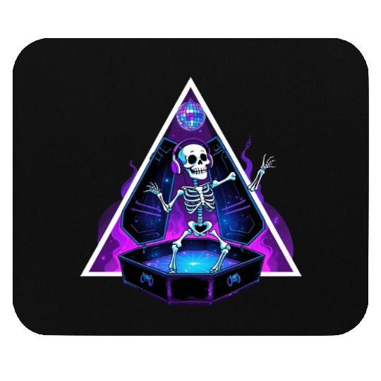 Neon Dancing Skeleton in Coffin Mouse Pads