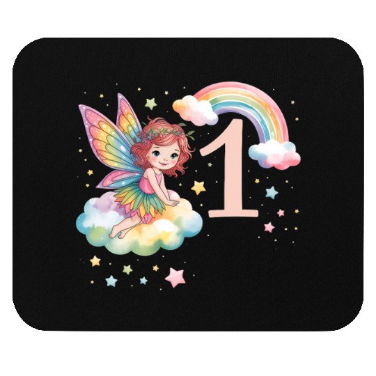 Magical Rainbow Fairy Elf 1st Birthday Girl Mouse Pads