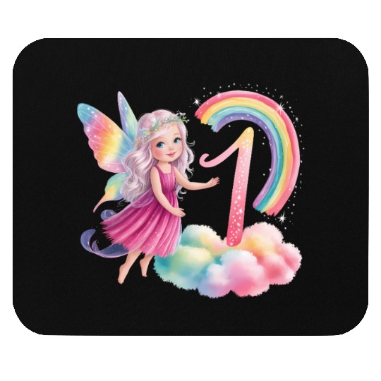 Magical Rainbow Fairy Elf 1st Birthday Girl Mouse Pads