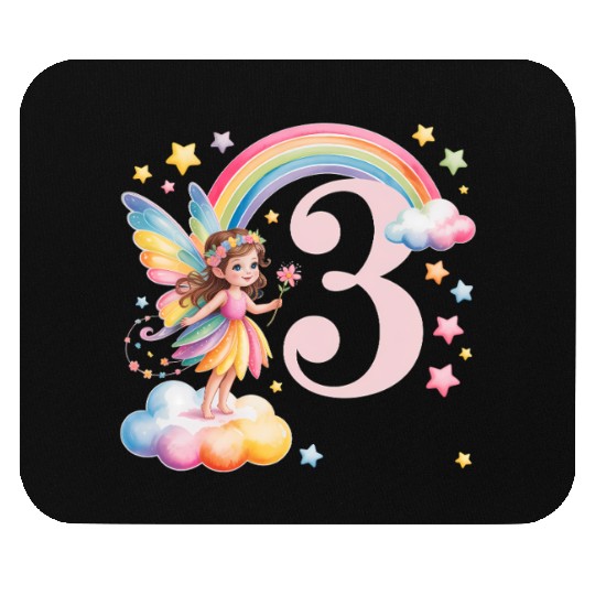 Magical Rainbow Fairy Elf 3nd Birthday Girl Mouse Pads