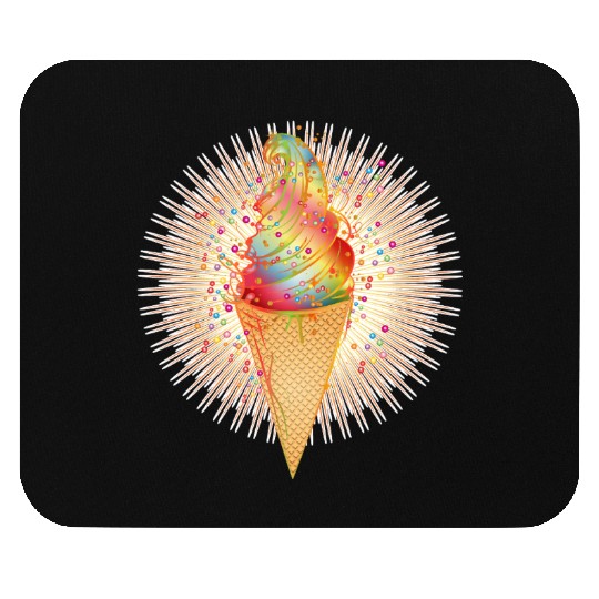 Artfully decorated ice cream in a waffle cone Mouse Pads