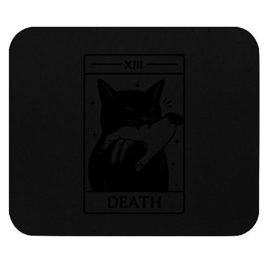 Death Tarot Cat, Funny Dark Humor, Occult Mouse Pads