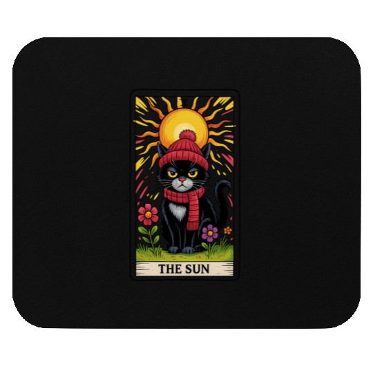 Grumpy Cat Tarot Card The Sun, Funny Cat Lover Mouse Pads