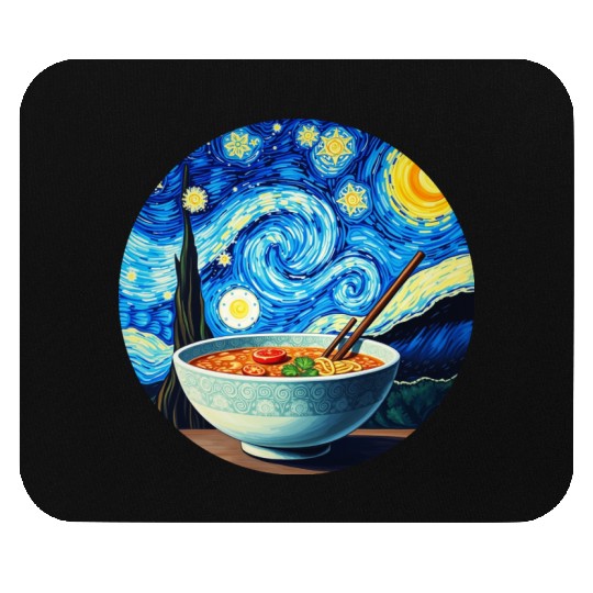 Van Gogh's Starry Night ramen noodle Bowl japanese Mouse Pads