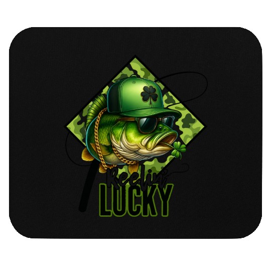 Reelin' Lucky Bass Fish Mouse Pads