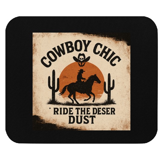 Cowboy Chic Desert Ride Design Mouse Pads