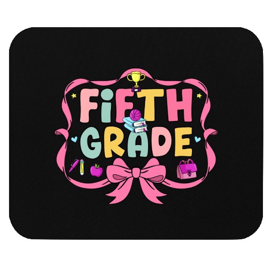 Preppy Back To School 5th Grade Coquette Bow Girls Mouse Pads