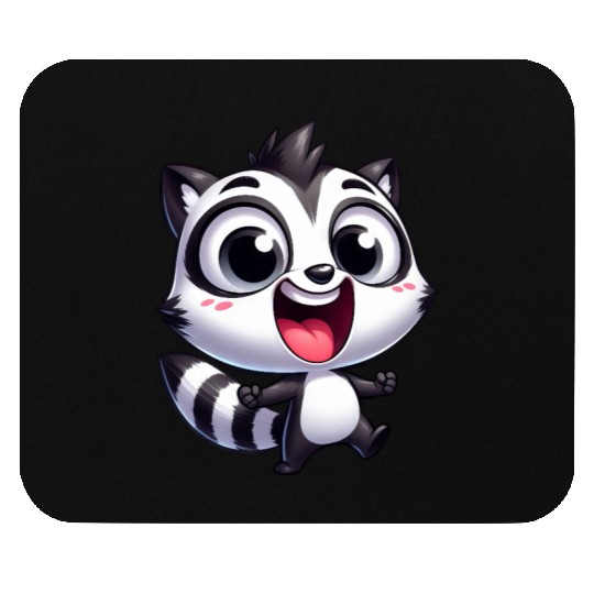 Kawaii raccoon cartoon joy cute fun kids Mouse Pads
