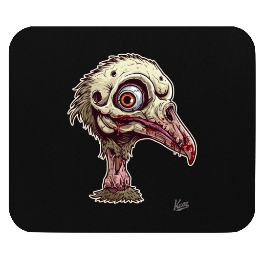 Zombie Ostrich Head Creepy Undead Bird Art Mouse Pads