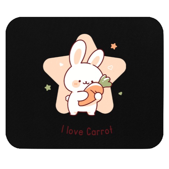 I Love Carrot – Cute Bunny with Carrot Mouse Pads