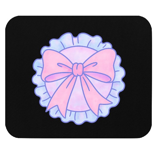 Pastel Bow Ruffle Badge Design Mouse Pads