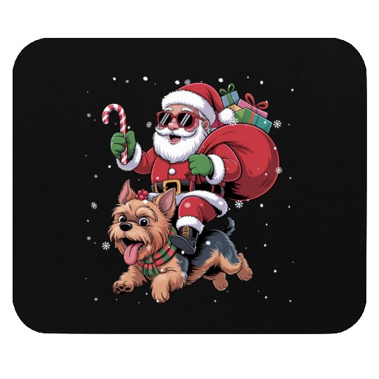 Santa Claus Yorkie Dog Christmas In July Mouse Pads