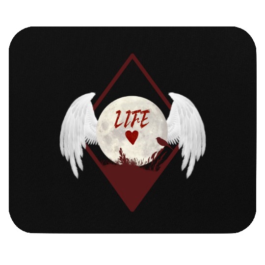 Moonlit Heart with Angel Wings (LIFE) Mouse Pads