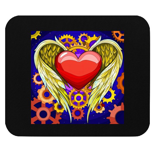 Mechanical Heart with Angel Wings Mouse Pads