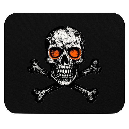 Grunge Skull Crossbones Orange Eyes Mouse Pads