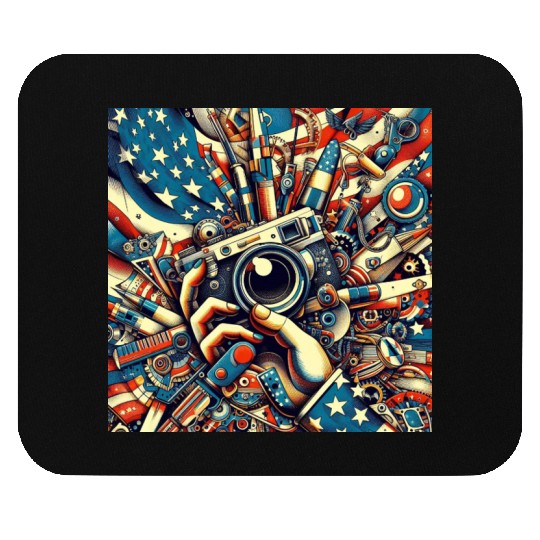 Patriotic Photography Gear Illustration Mouse Pads