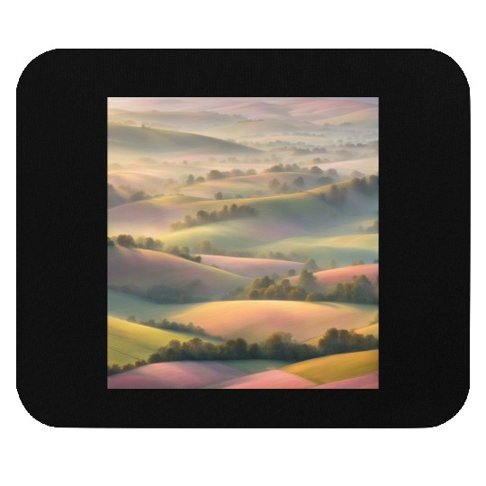 Pastel Rolling Hills Landscape Mouse Pads