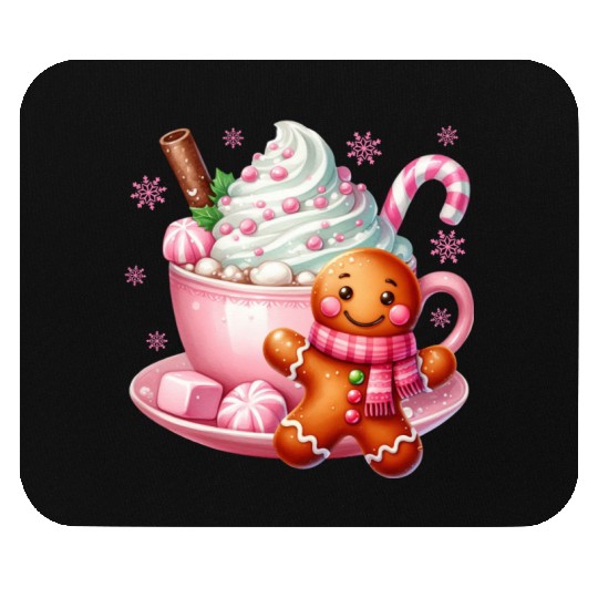 Whimsical Holiday Hot Chocolate Scene Mouse Pads