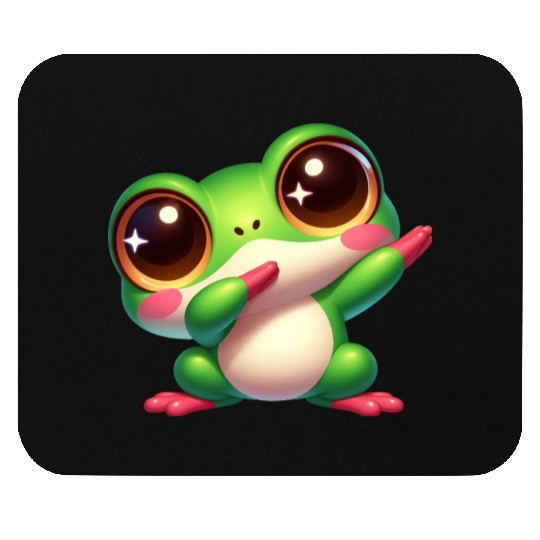 Cute frog dab dance gamer chibi cartoon kawaii Mouse Pads