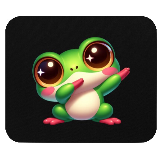 Cute frog dab dance gamer chibi cartoon kawaii Mouse Pads