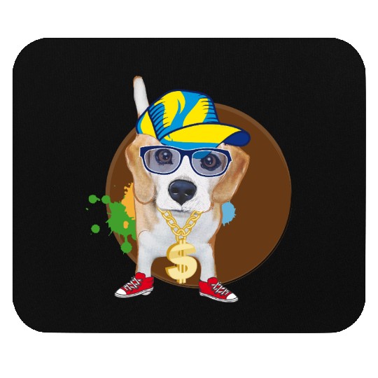 Cool Hip-Hop Beagle with Sunglasses & Style Mouse Pads