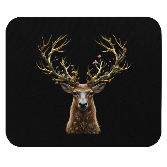 Enchanted Forest Deer Illustration Mouse Pads