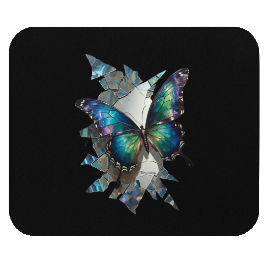 Vivid Butterflies Breaking Through Glass Mouse Pads