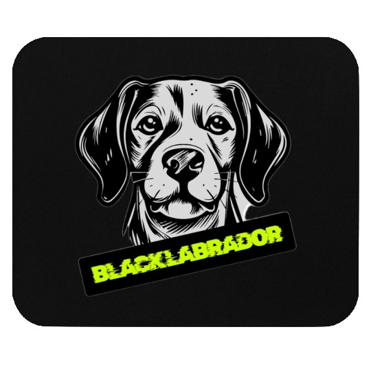 Black Labrador Portrait Illustration Mouse Pads