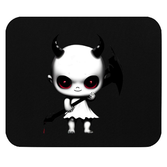Cute Demon Baby with Horns and Bat Wings Mouse Pads
