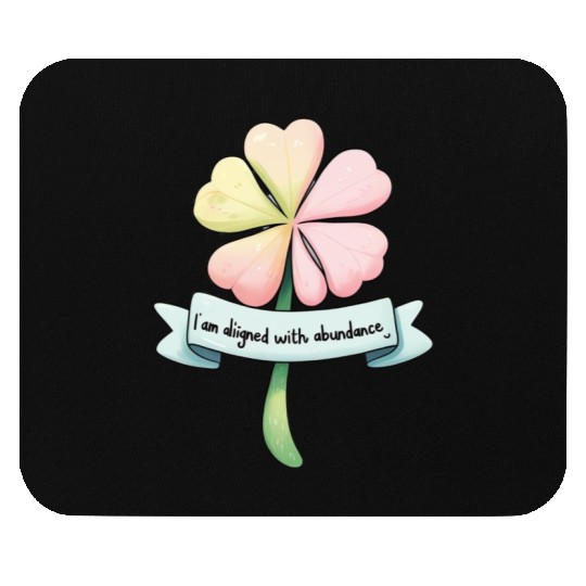 Four-Leaf Clover with Affirmation Banner Mouse Pads